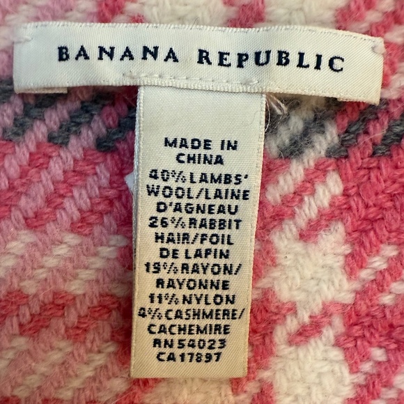 Banana Republic  Pink Tartan Wool-Blend Fringe Scarf – Long 70" Wrap - Picture 8 of 10